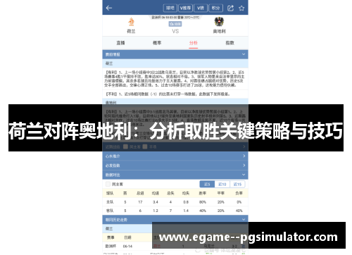 荷兰对阵奥地利:分析取胜关键策略与技巧 荷兰对阵奥地利:分析取胜关键策略与技巧